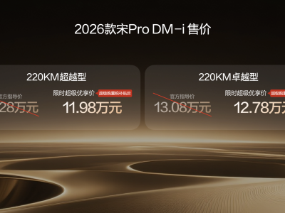 2026款宋Pro DM-i來襲：220km純電續航，重塑11萬級SUV價值新標桿