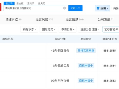 賽力斯申請(qǐng)藝芯智能體商標(biāo)