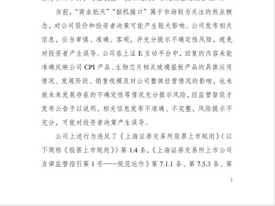 上交所對沃格光電及有關(guān)責(zé)任人予以監(jiān)管警示