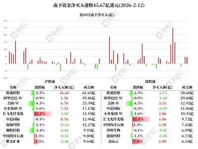 圖解丨南下資金凈買入騰訊、小米和美團