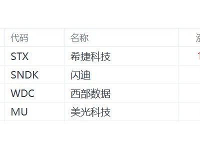 美股存儲(chǔ)概念漲幅擴(kuò)大:希捷科技漲近11%,閃迪漲9%
