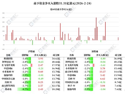 圖解丨南下資金凈買入美團、小米和快手