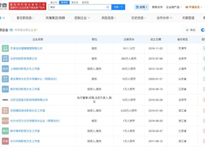 楊洋名下關聯10家企業