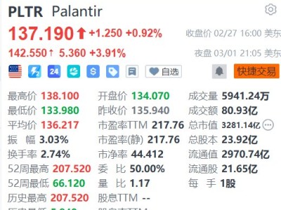 美股異動丨Palantir夜盤漲近4%，美媒曝美國在空襲伊朗時使用Anthropic技術