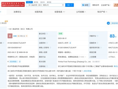 馬云一米八食品科技浙江公司增資至5833萬 增幅約17%