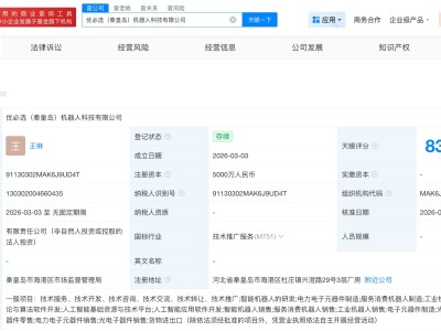 優必選在秦皇島成立機器人科技公司 注冊資本5000萬