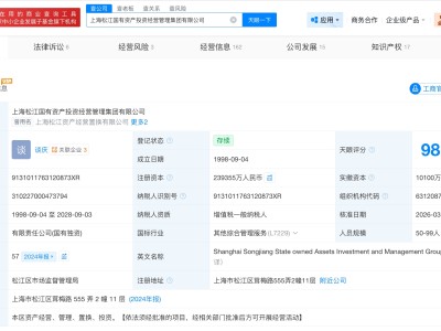 上海松江國有資產投資經營管理集團增資至23.9億 增幅約14%