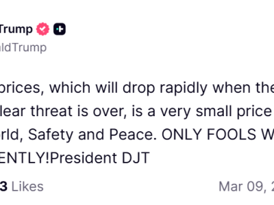 特朗普回應油價暴漲,在伊朗核威脅消除后會迅速下降