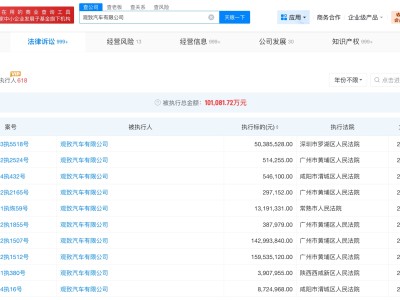 姚振華及觀致汽車等被執行5038萬