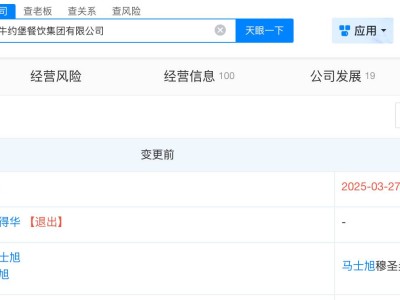 牛約堡關聯公司去年變更高管