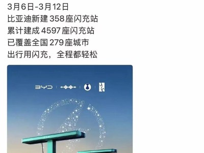 比亞迪閃充“開掛”建站：建站神速價格親民，純電車或迎全面閃充時代