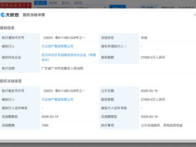 萬達地產被凍結2.7億股權