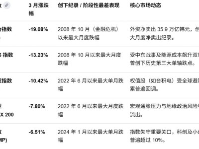 中東戰(zhàn)火重創(chuàng)亞太：日韓股市3月慘淡收官，均創(chuàng)2008年以來(lái)最大月跌幅