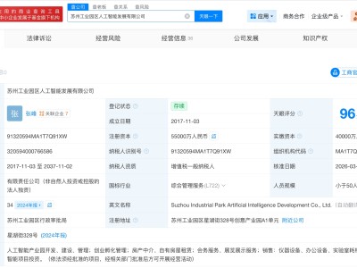 蘇州工業(yè)園區(qū)人工智能發(fā)展公司增資至5.5億 增幅37.5%