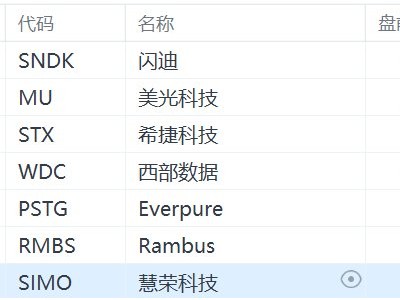 美股存儲概念股盤前集體下跌
