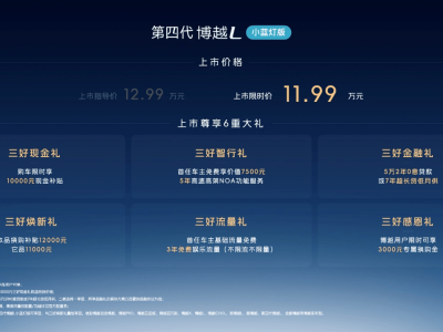 11萬級燃油SUV新標桿!博越L小藍燈版上市,智能進階引領油電同智新時代